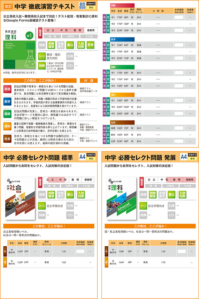 2025中学生用教材-通年用教材