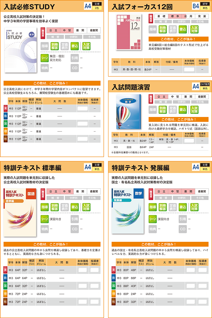 2025中学生用教材-高校入試対策・高校準備